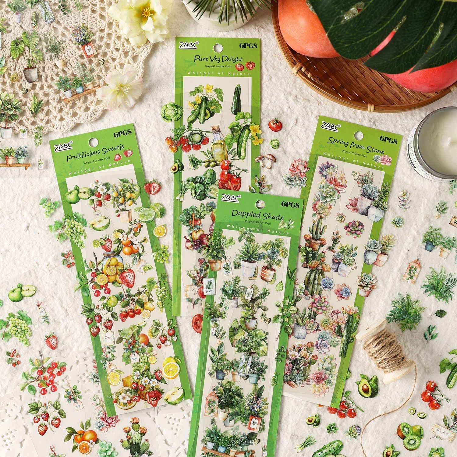0822 Fruits and plants PET Sticker -6Pcs each pack
