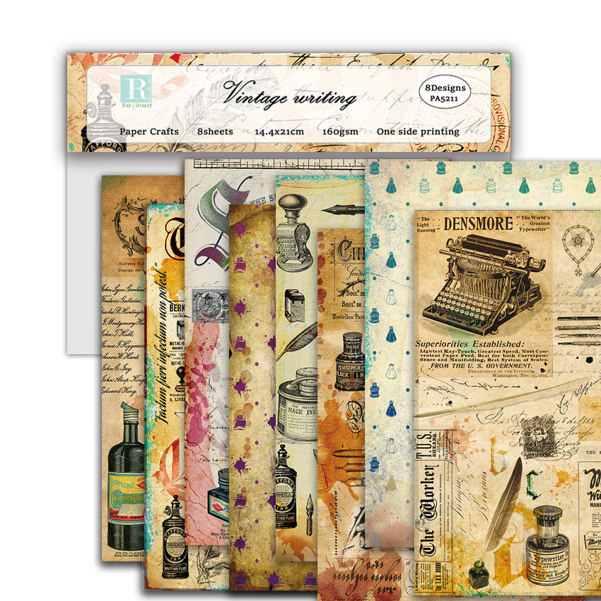 0716 A5 Vintage background paper PA5211 -8Pcs each pack