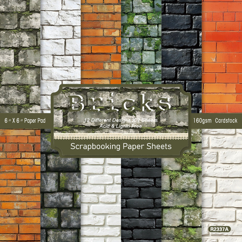 0709 Bricks Background Paper R2337A -24Pcs each pack