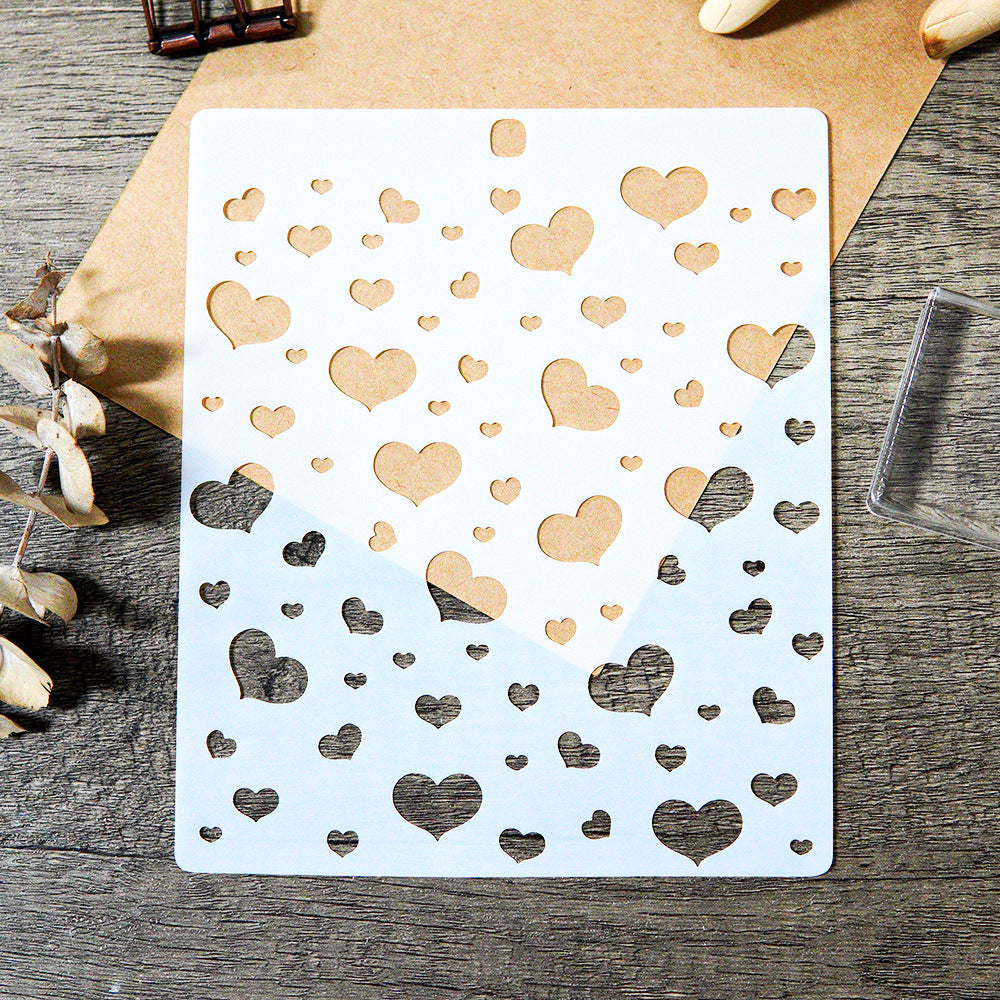 0727 Heart shape pattern stencil 17.5CM*14.5CM