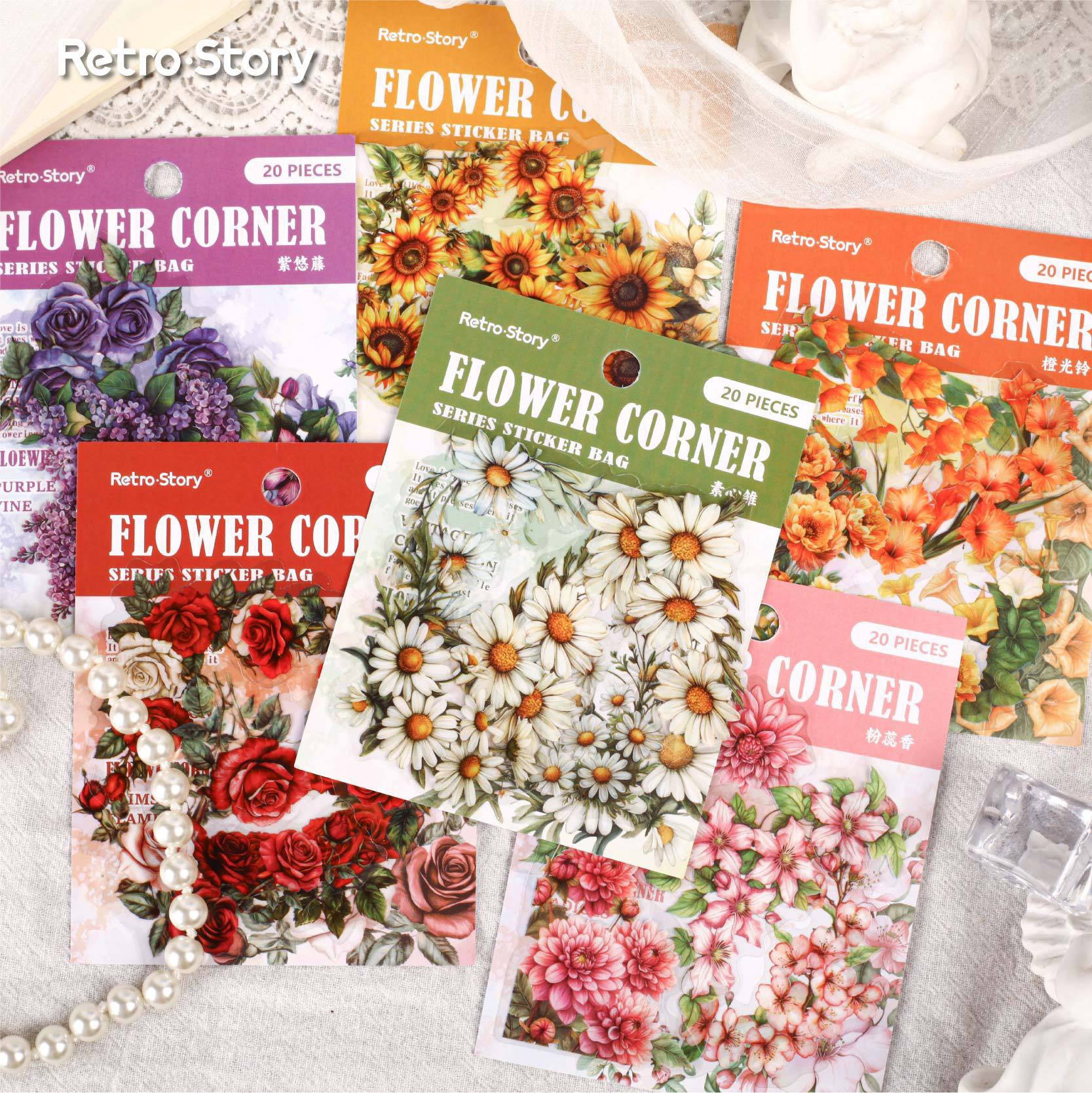 0503 Flower Horn Series PET Stickers -20Pcs each pack