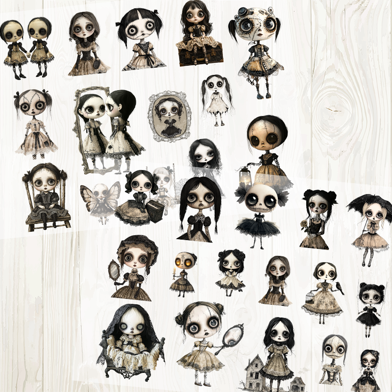 A4 Gost Vintage Doll matte PET pre-cut large sticker 1 pack 2 sheets
