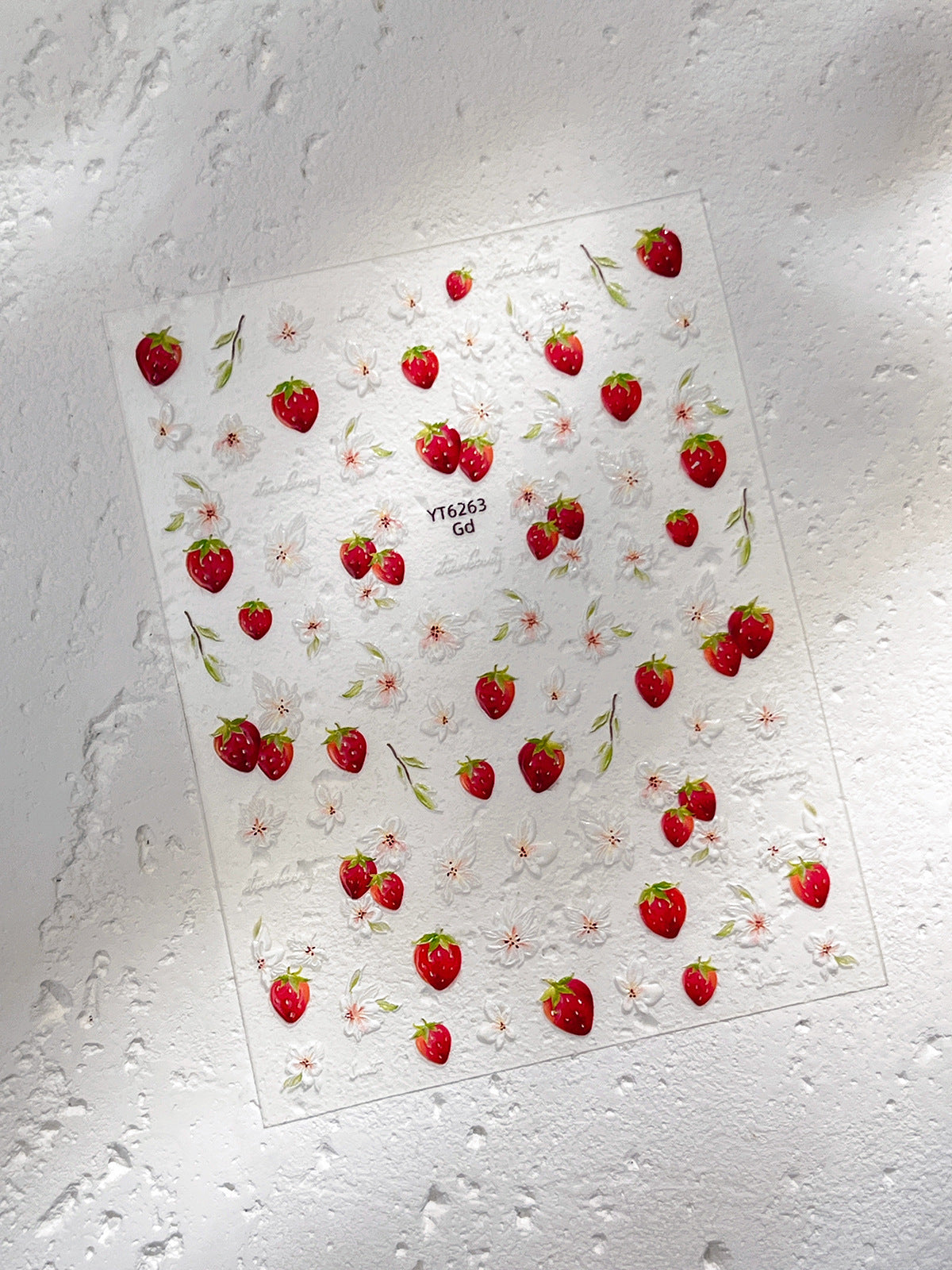 0824 M193- Strawberry and flower Embossed Mini sticker 1 Pcs