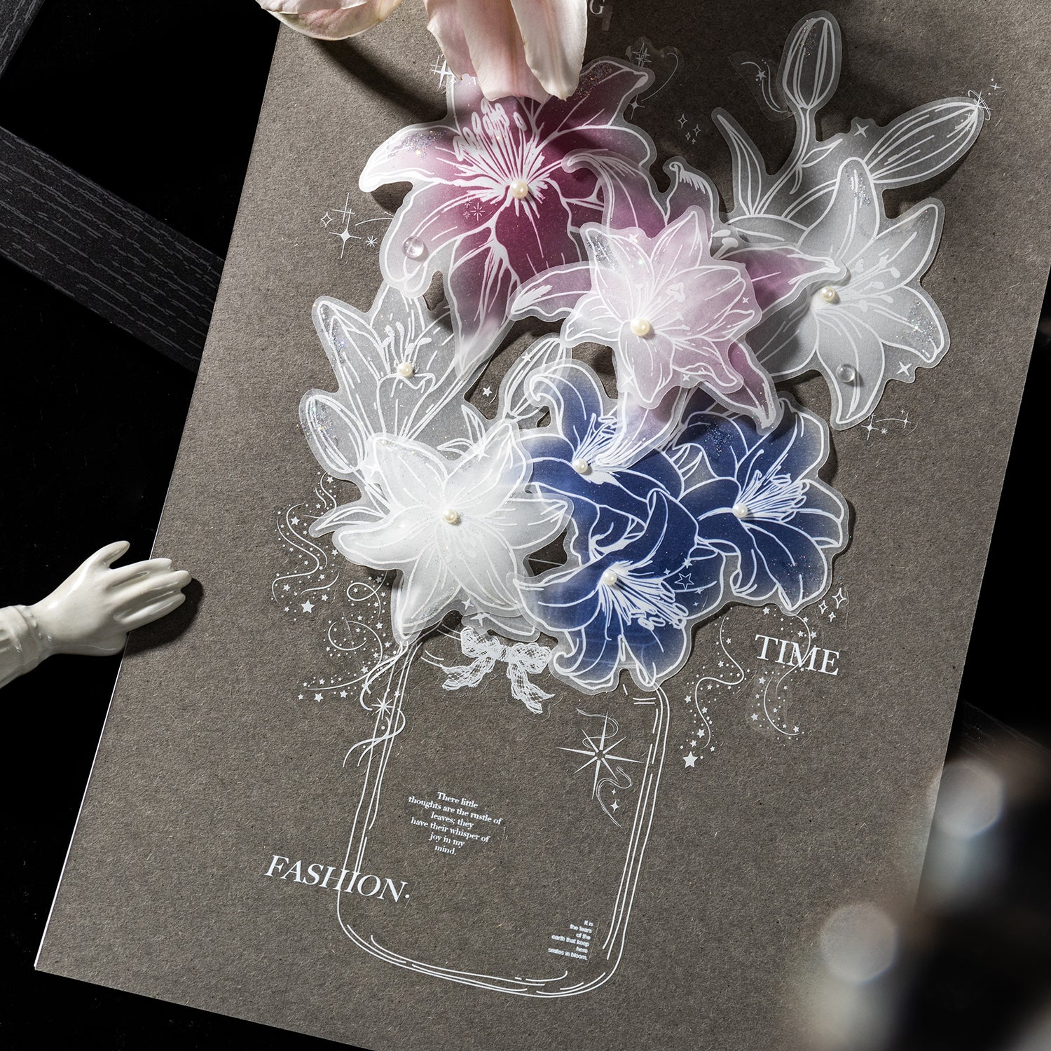 260513 Glazed Lily vellum paper Sticker -10Pcs each pack