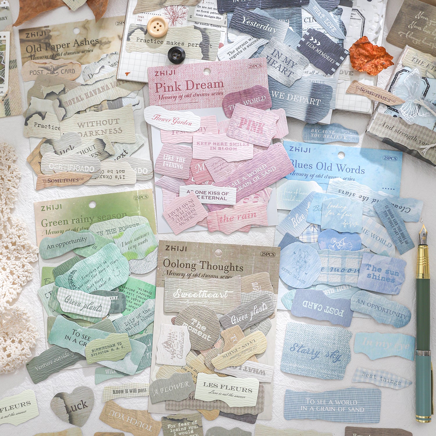 0410 Memory of Old Dreams Series Paper Sticker -25Pcs each pack