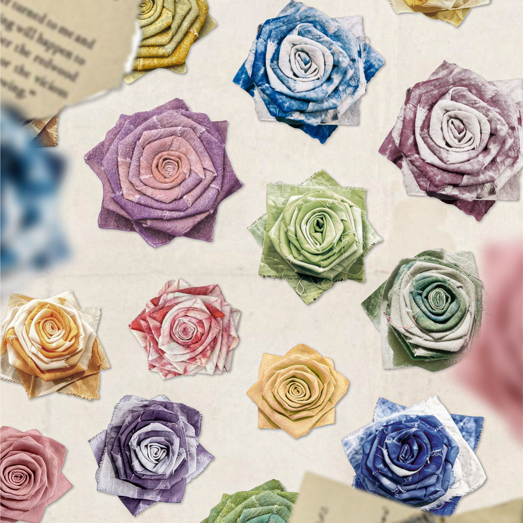 Tie-Dye Fabric Cardstock Sticker -10Pcs each pack