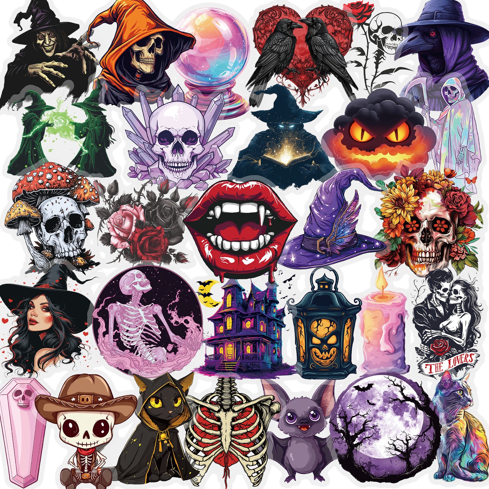 0814 50 Dark Witch Skeleton PET sticker