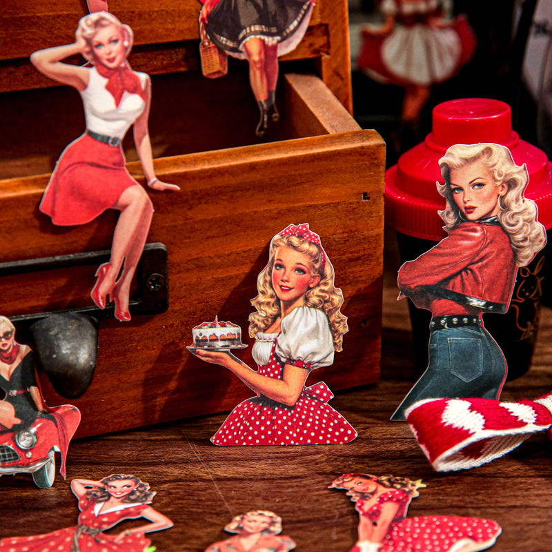 260114 Vintage beauty Solid sticker -25Pcs each pack