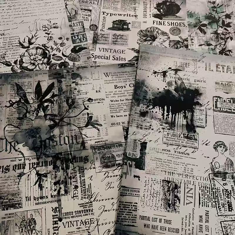 0719 A4 size Vintage black and white Style Paper 3 pcs