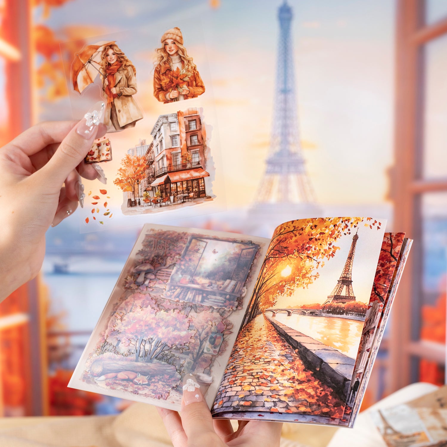 0916 Autumn in paris PET & Washi Sticker book -20Pcs each pack