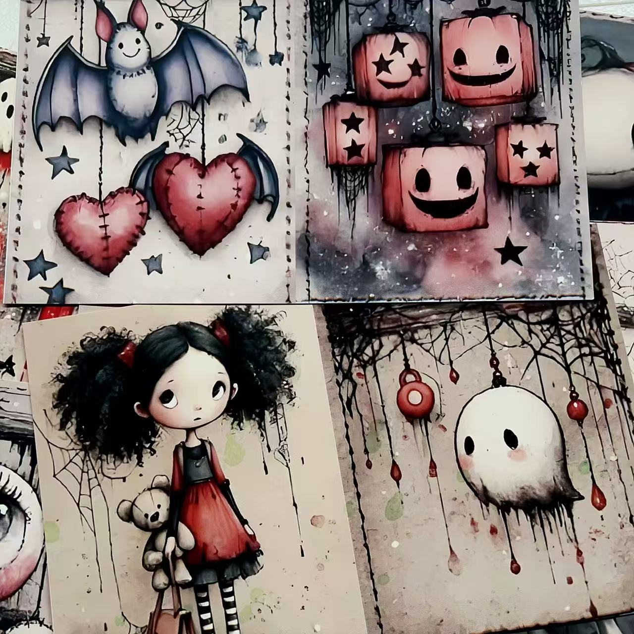 260117 A4 size Vintage Gothic spooky Halloween Style paper 5 pcs