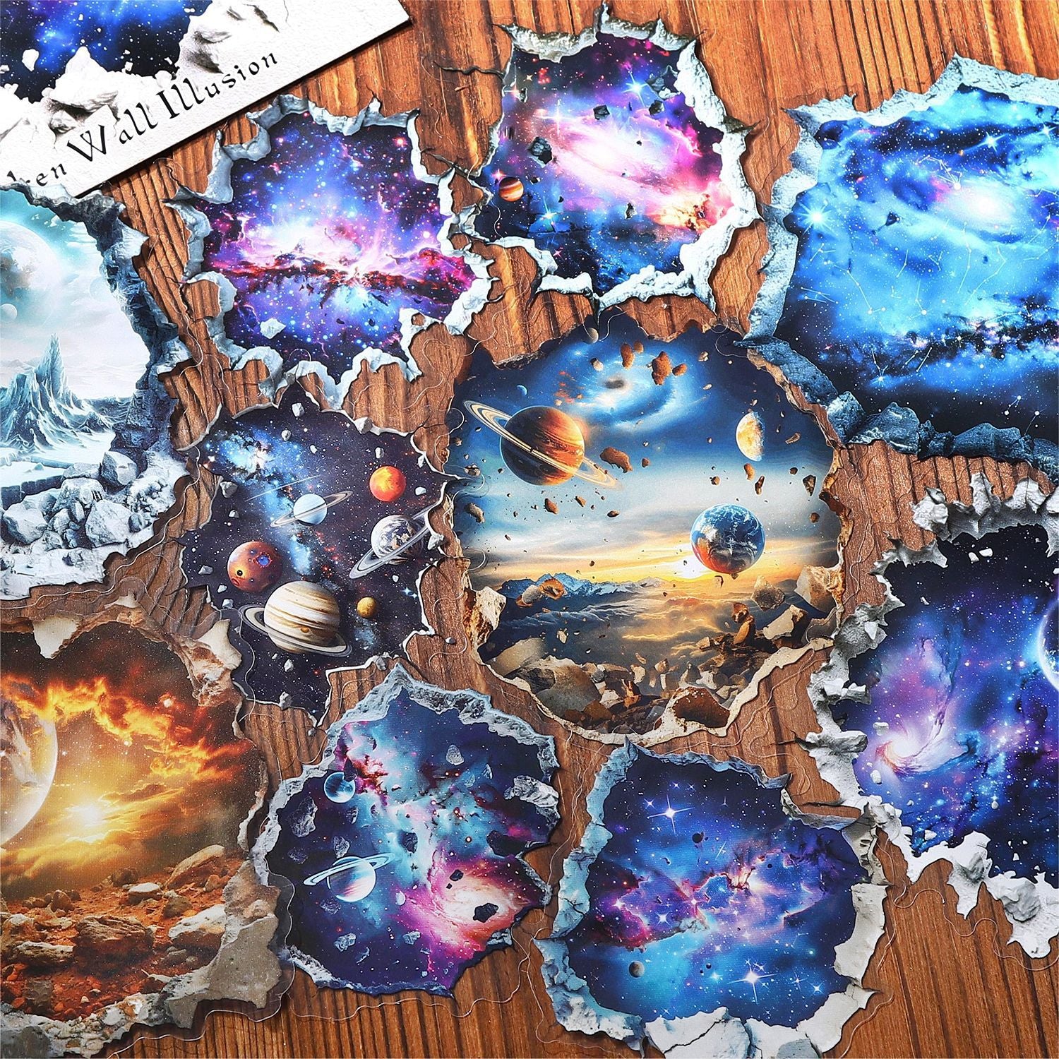 Broken Wall Illusion PET Stickers -10Pcs each