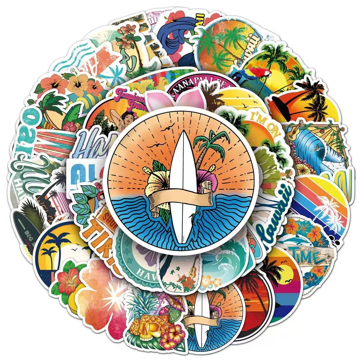 0616 50 Hawaii Stickers solid with white border