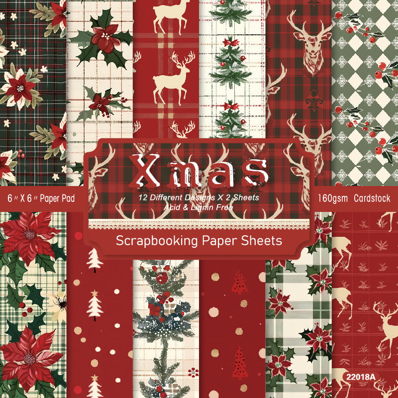 1018 Xmas paper 22018A -24Pcs each pack