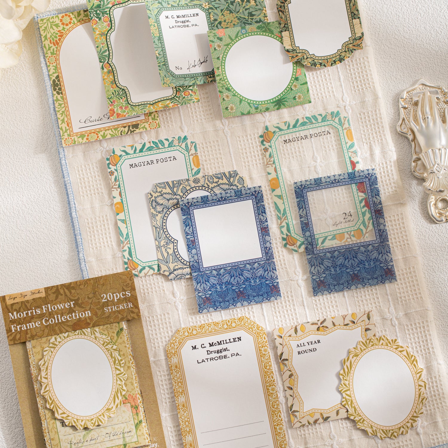 260415 Morris Flower Frame Collection PET & Solid sticker -20Pcs each pack