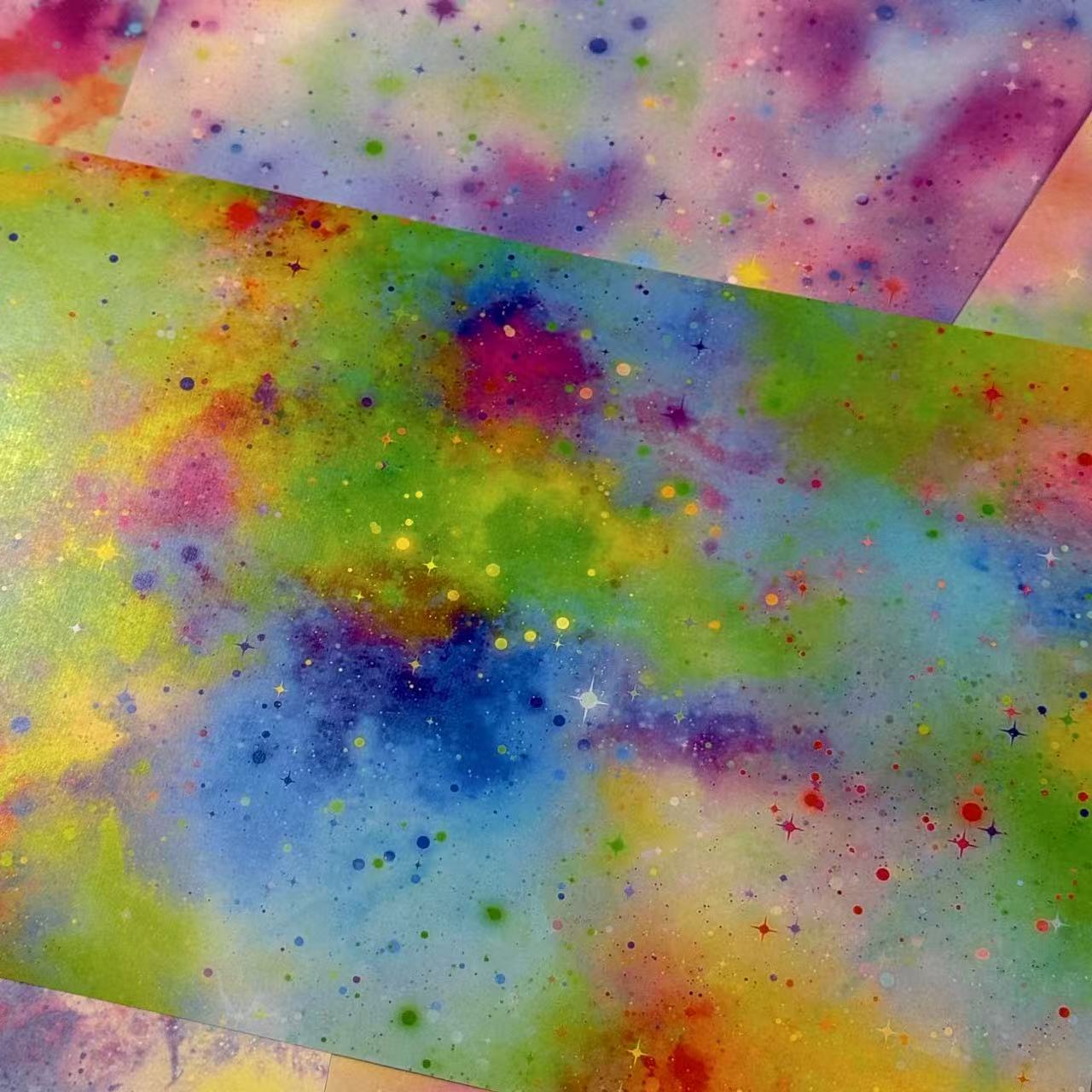 0724 A4 size Rainbow nebula Style Paper 12 pcs