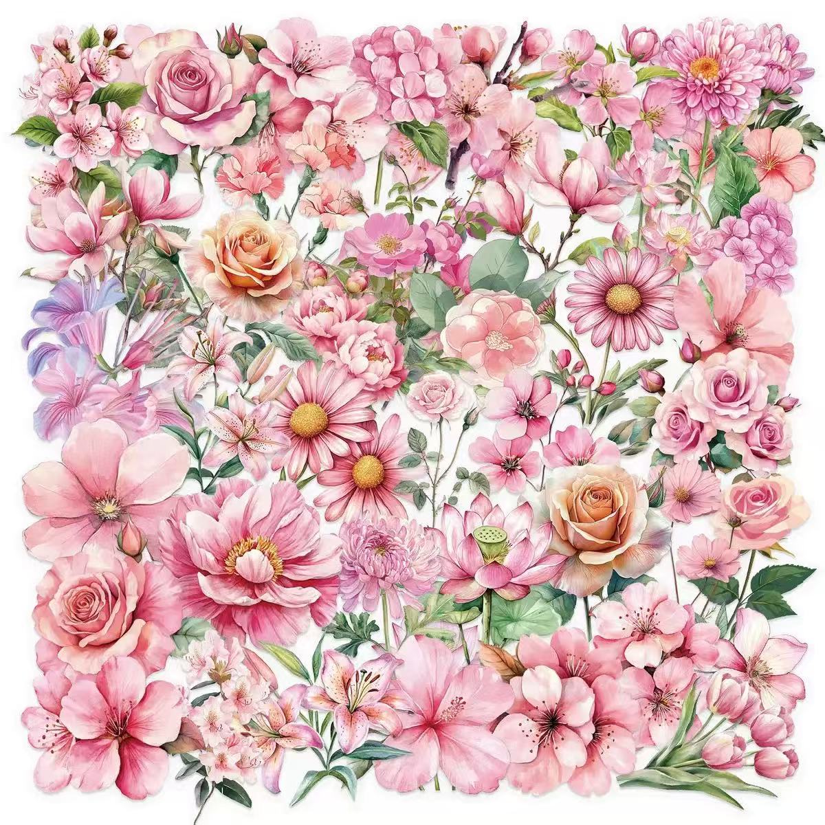 0614 50 Pink flower PET sticker