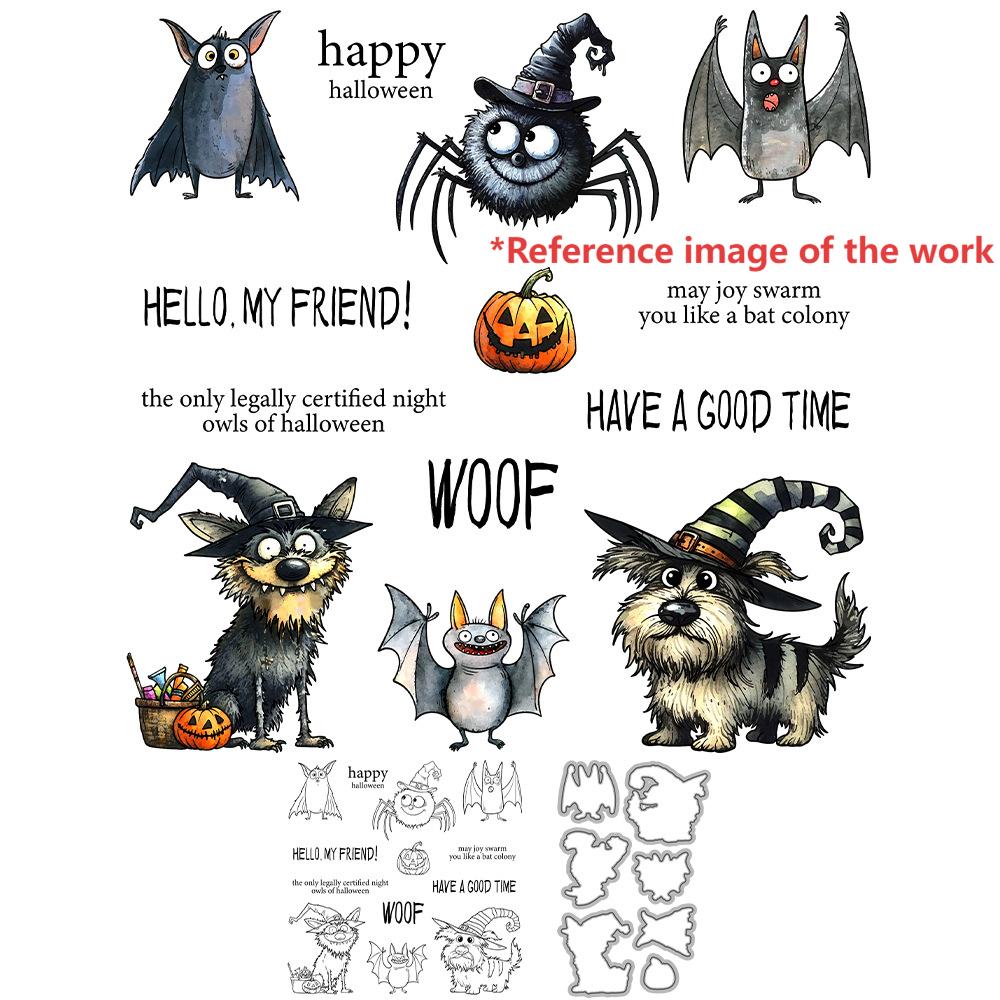 1024 Halloween bat puppy Clear Stamp and metal cutting dies cut