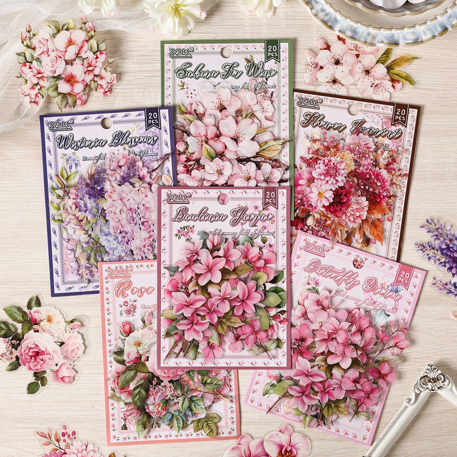 0801 Flower PET Sticker -20Pcs each pack