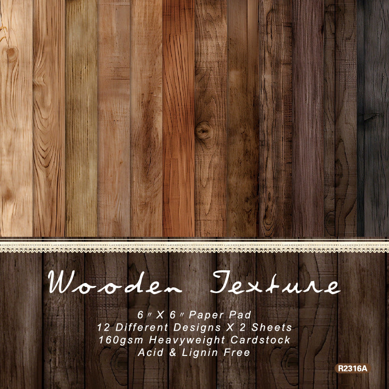0709 Wooden texture Background Paper R2316A -24Pcs each pack