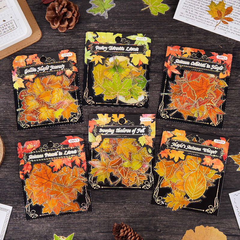 0918 Maple leaf PET Sticker -15Pcs each pack