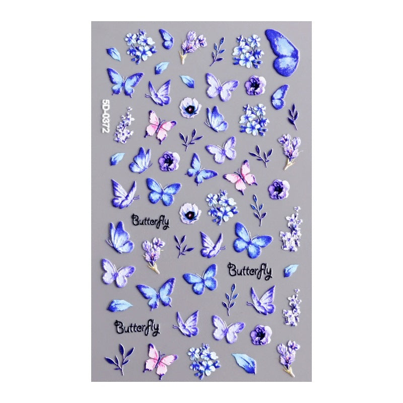 0626 M126- Blue Butterfly Embossed Mini sticker 1 Pcs