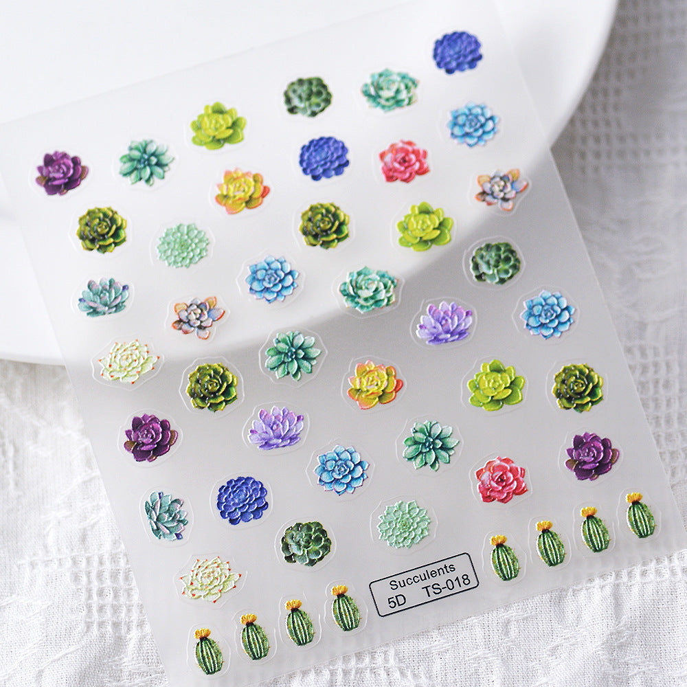 0824 M199- Succulent Embossed Mini sticker 1 Pcs