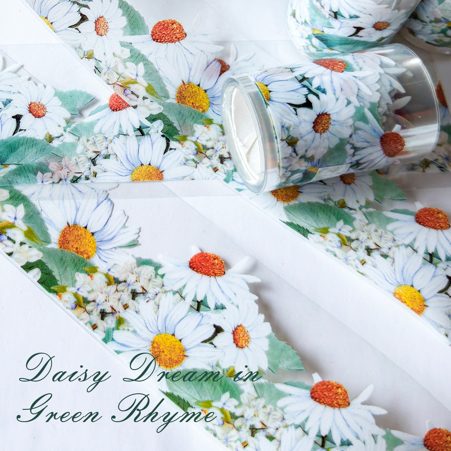 0713 Daisy Dream in Green Rhyme PET tape -5cm*2m