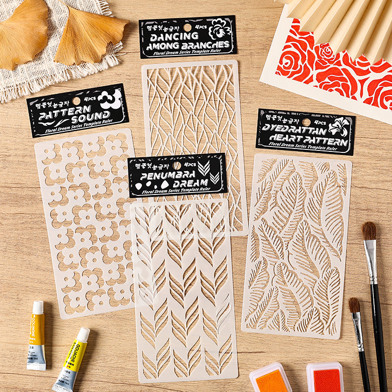 0523 Floral Dream stencil -4Pcs each pack