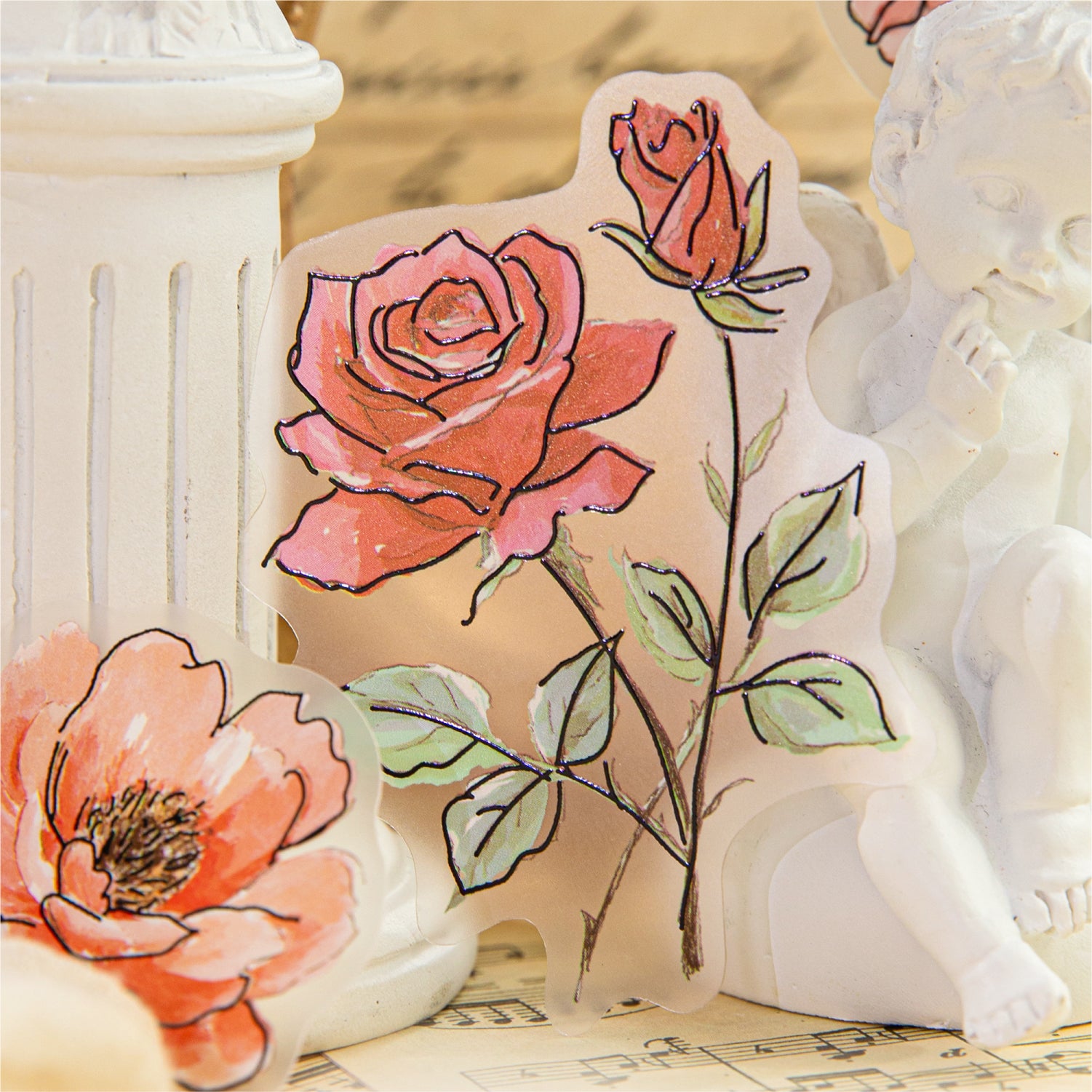 0827 Flowers PET Sticker -20Pcs each pack