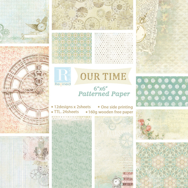 0803 Our time background paper -24Pcs each pack