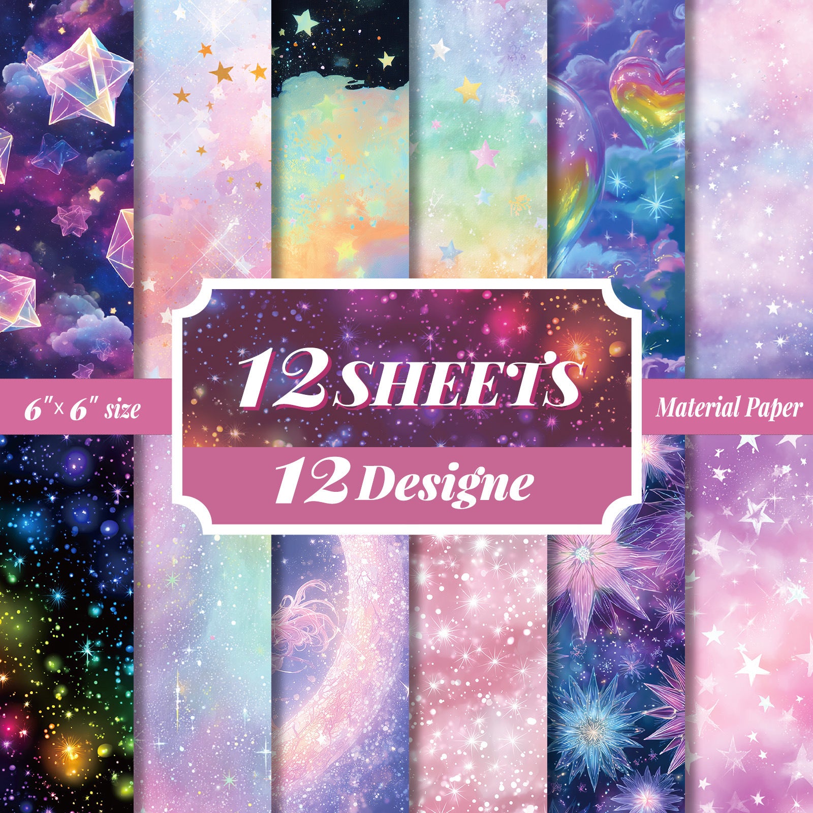 0813 Shining star background paper -12Pcs each pack