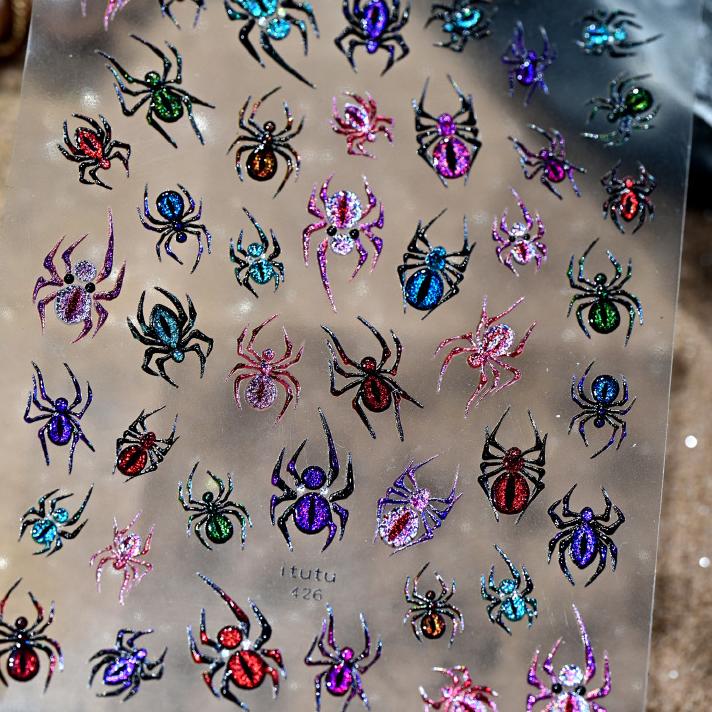 0913 M211- Spider Embossed Mini sticker 1 Pcs