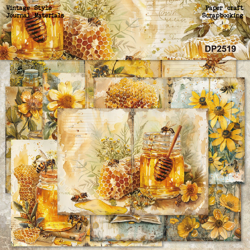 0620 A5 Honey background paper DP2519 -8Pcs each pack