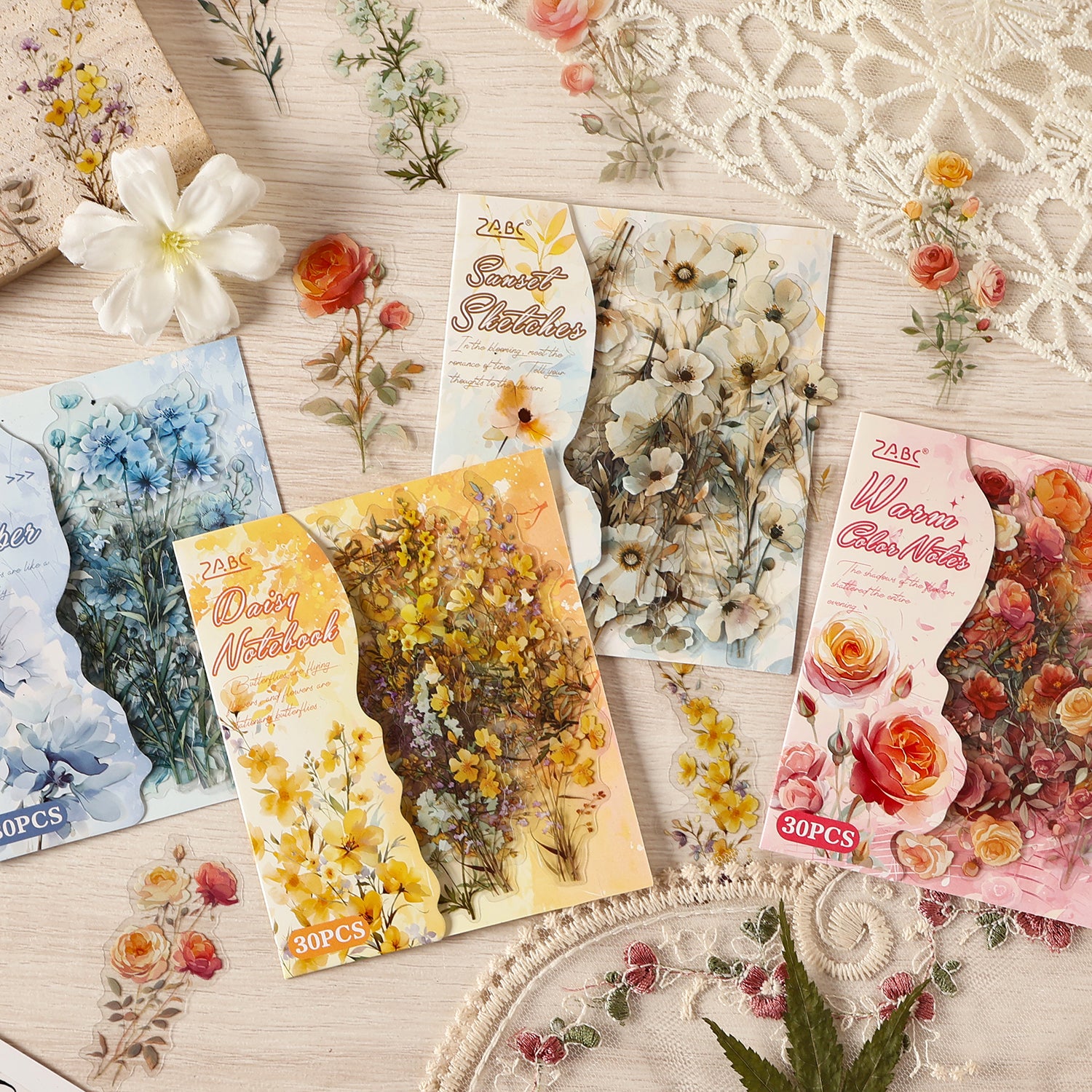 0816 Flowers PET Sticker -30Pcs each pack