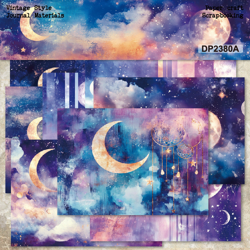 260317 A5 The Sky and the Moon background paper DP2380A -8Pcs each pack