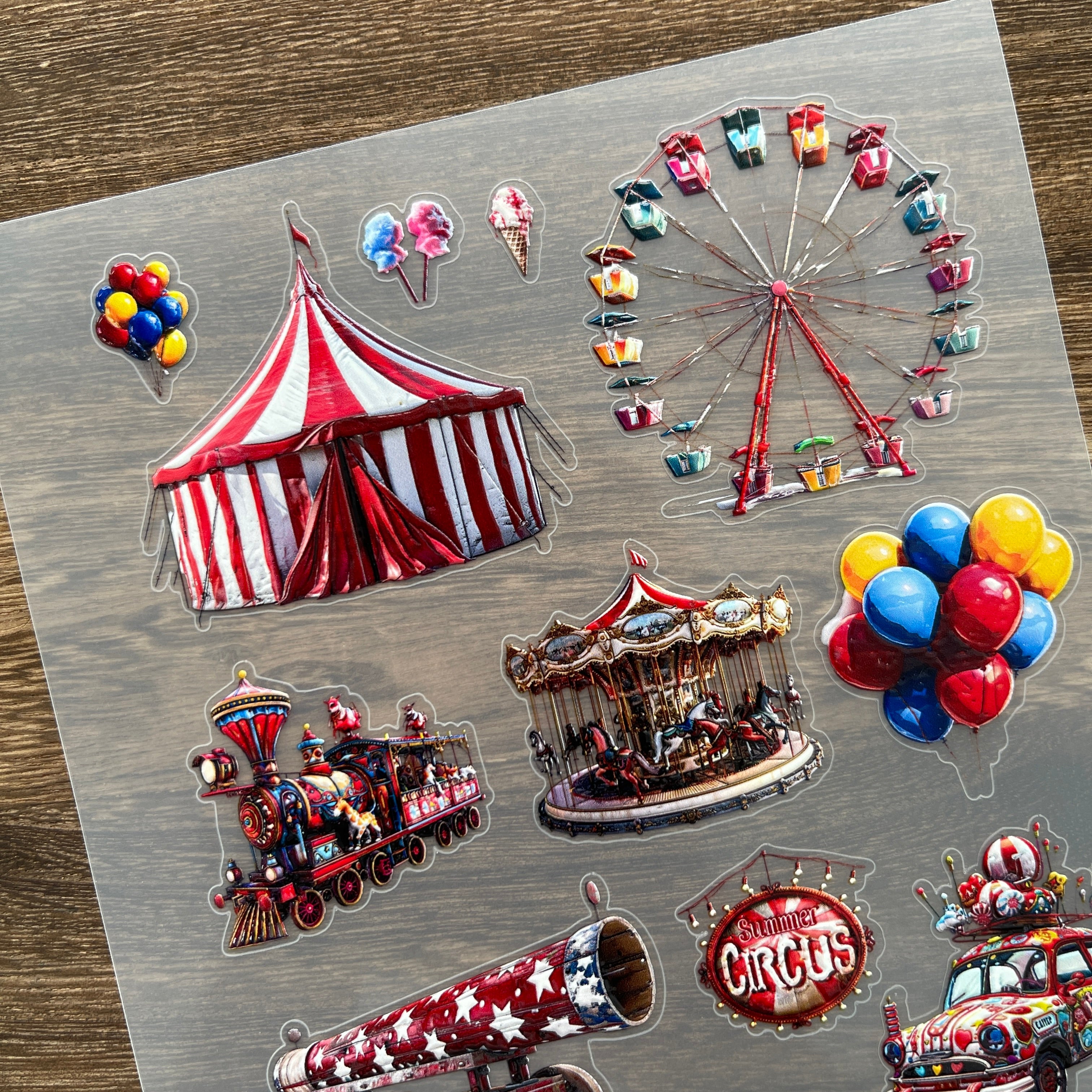 3D Circus facilities PET Stickers 1pcs