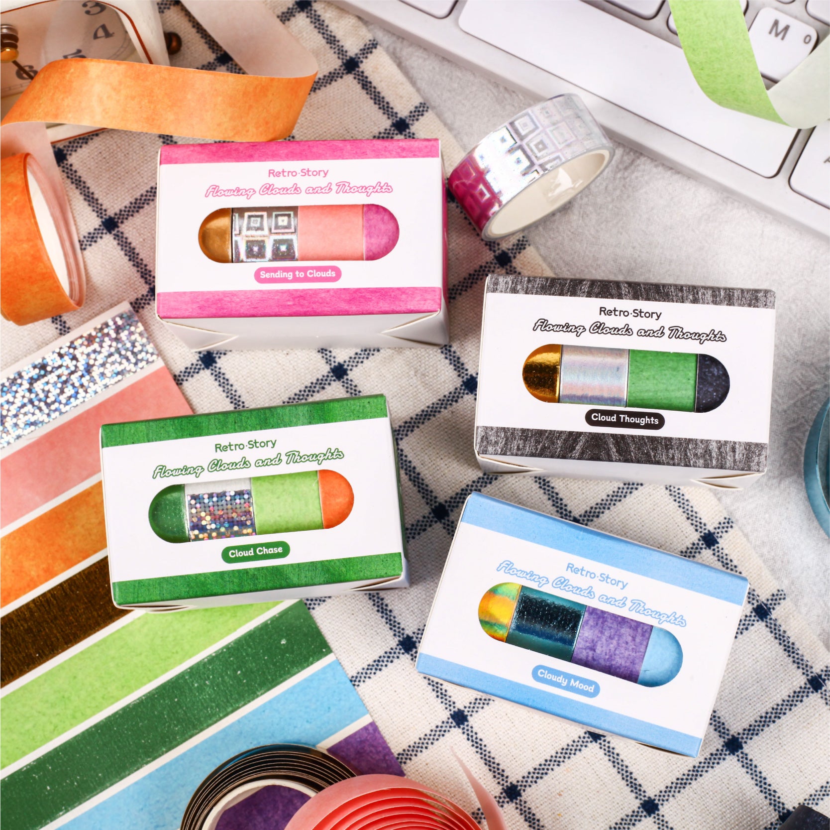 1014 Colorful Washi Tape 1 Set 4 rolls 1.5cm*2m