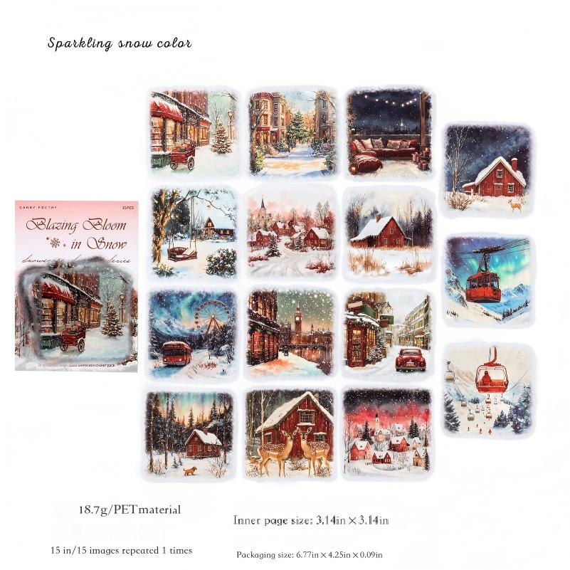 1215 Snow scene PET sticker -15Pcs each pack