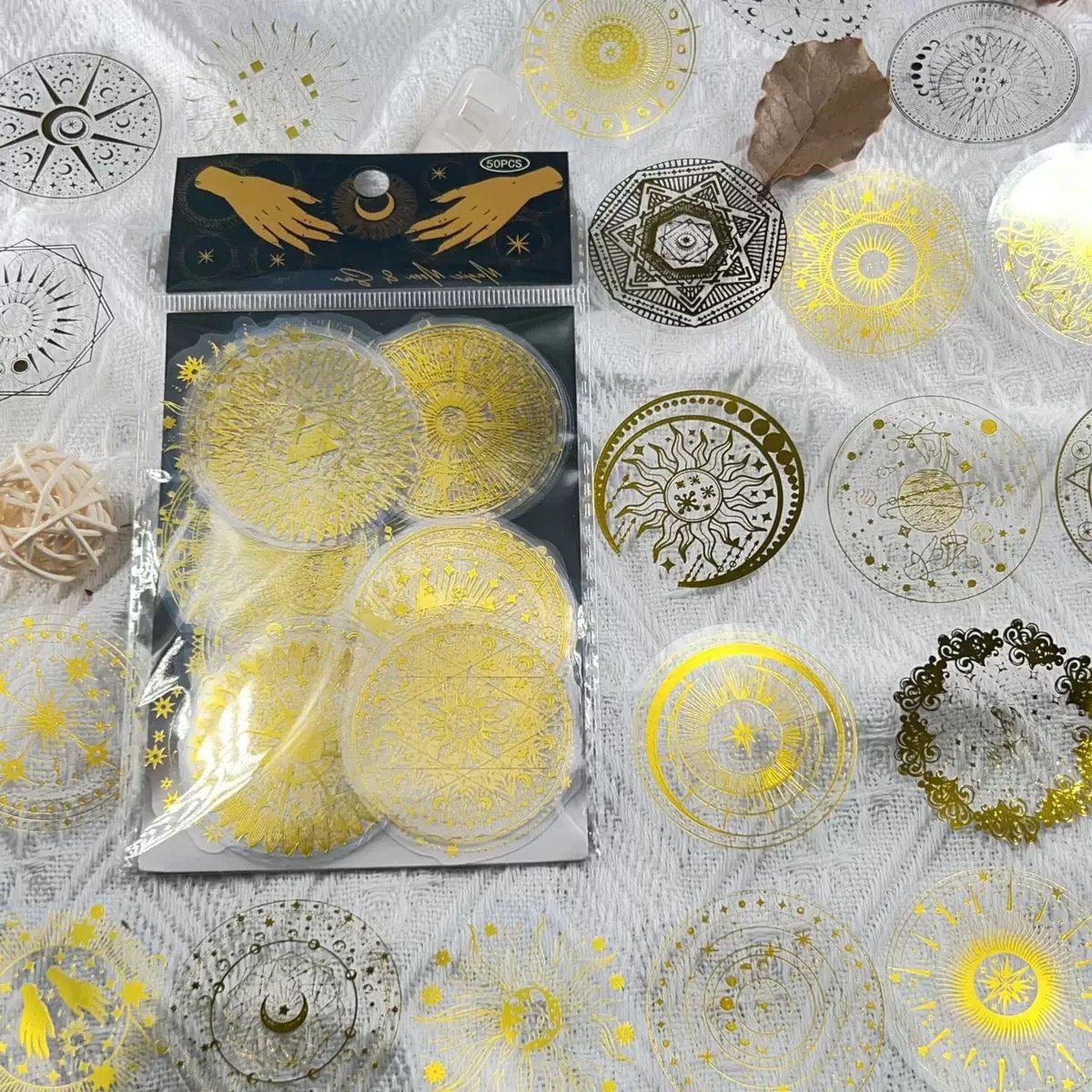 260223 Gold foil magic symbol PET Sticker -50Pcs each pack