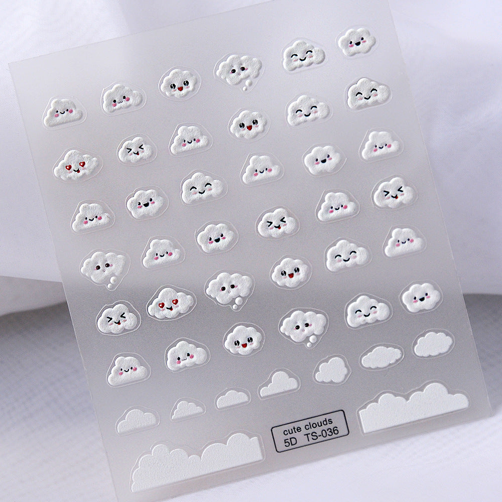 0520 M89- Clouds Embossed Mini sticker 1 Pcs