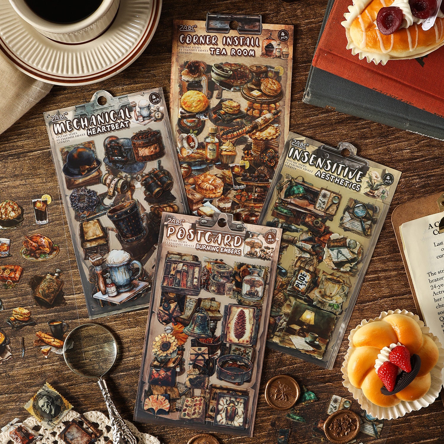 1216 Vintage items PET sticker -4Pcs each pack