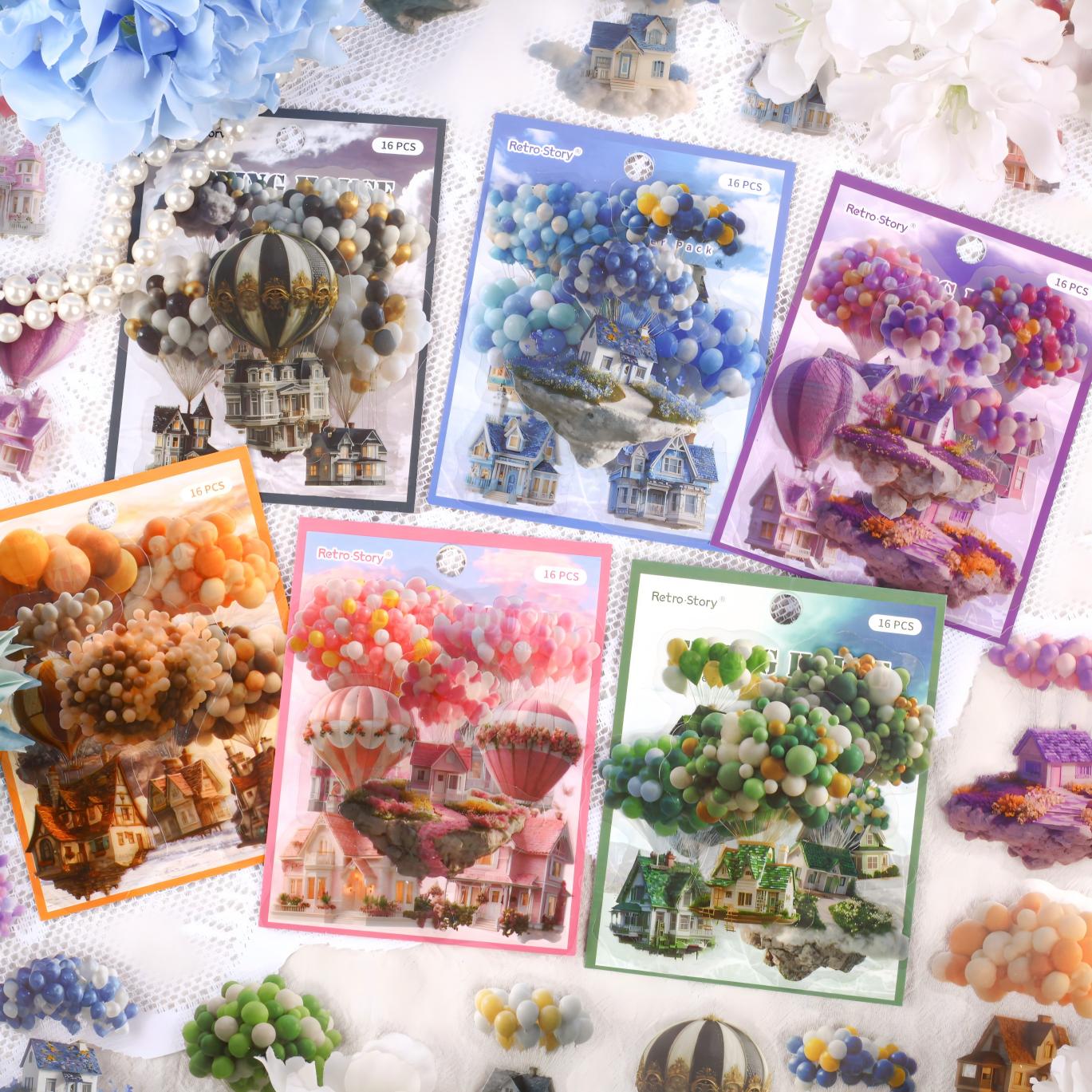 260317 Flying House PET sticker -16Pcs each pack