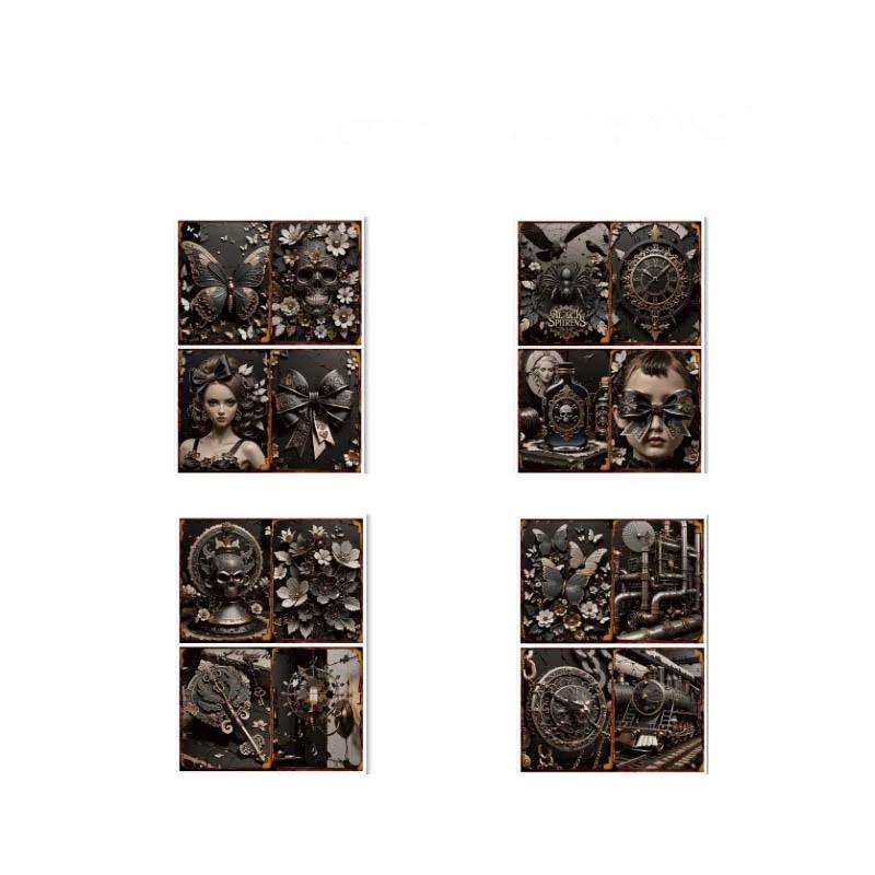 0308 A4 size gothic mechanical punk style paper 4 pcs