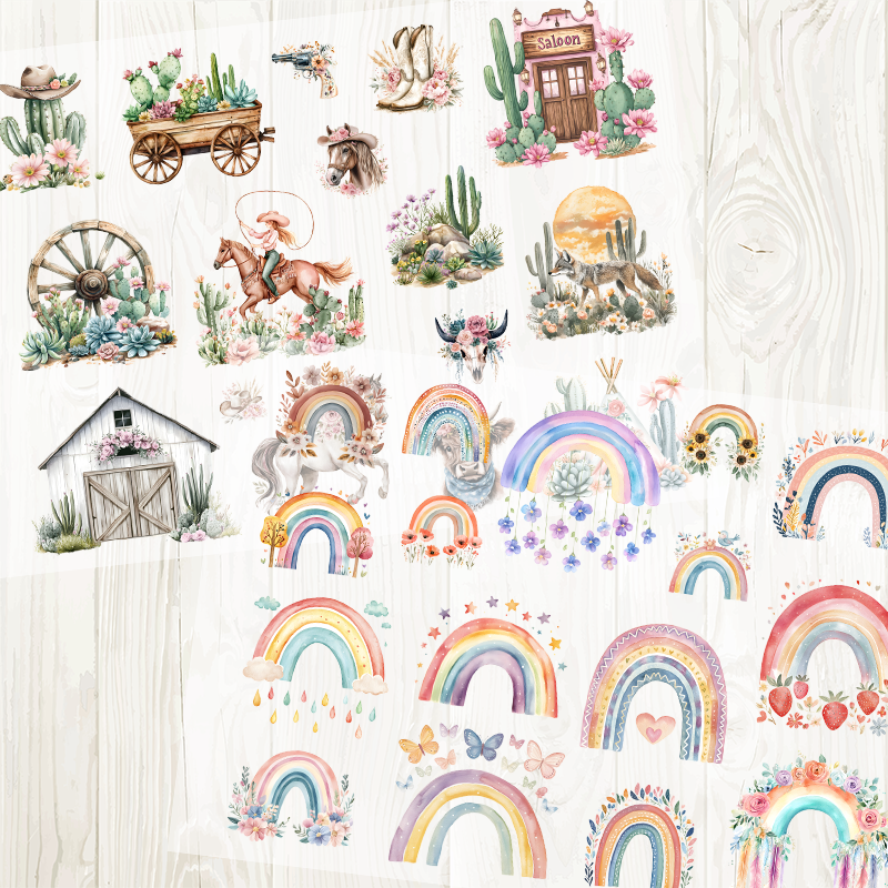 A4 Bohemian style matte PET pre-cut large sticker 1 pack 2 sheets