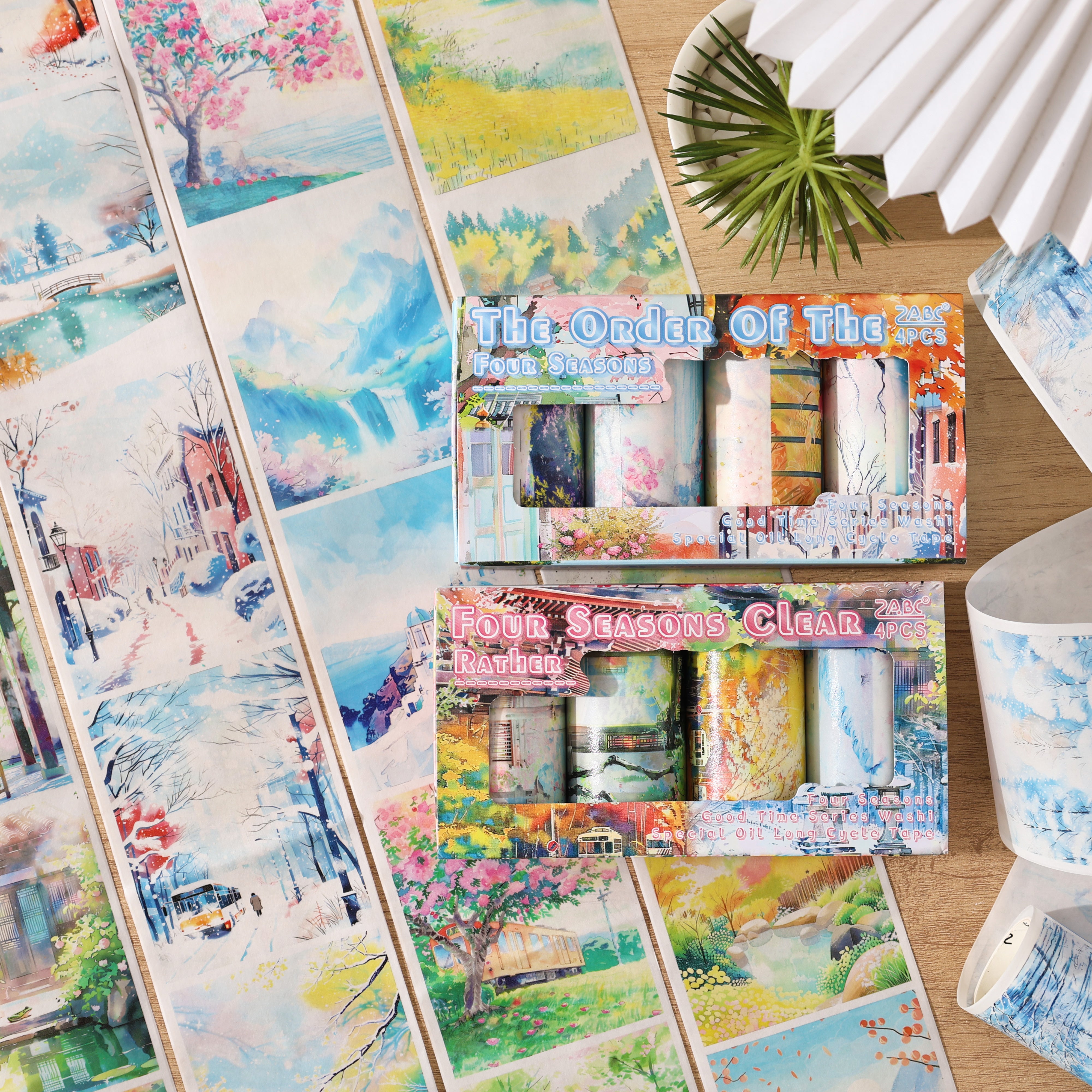 0816 Four Seasons clear rather Washi Tape Set 4 rolls 8cm*2m
