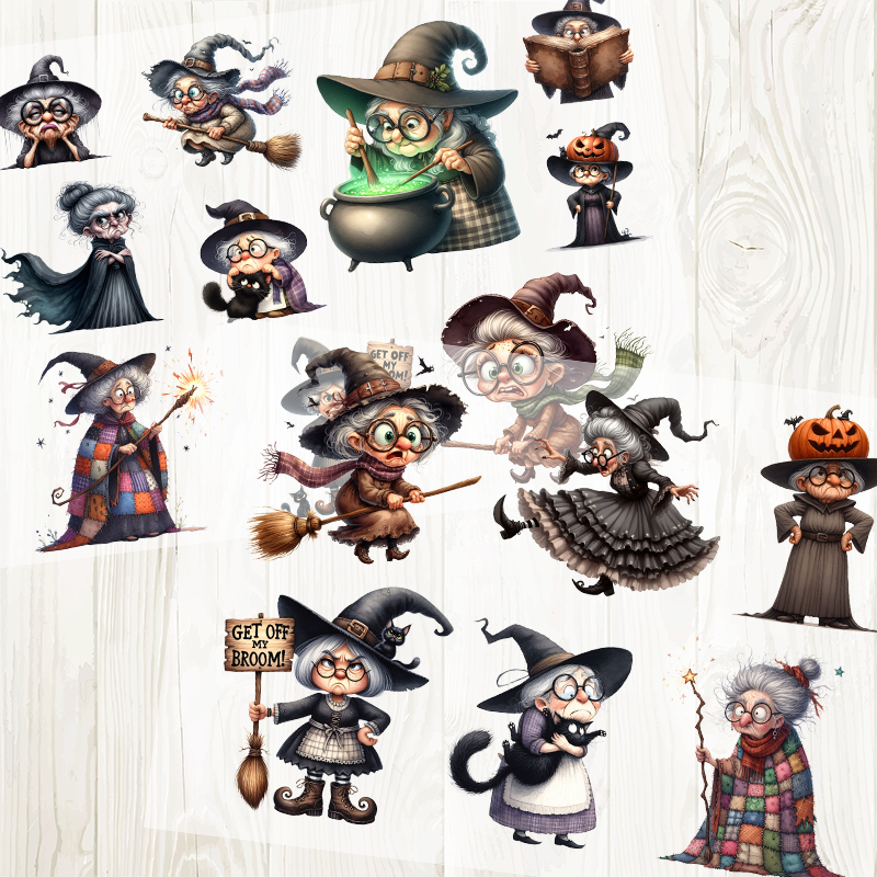 A4 Old witch matte PET pre-cut large sticker 1 pack 2 sheets