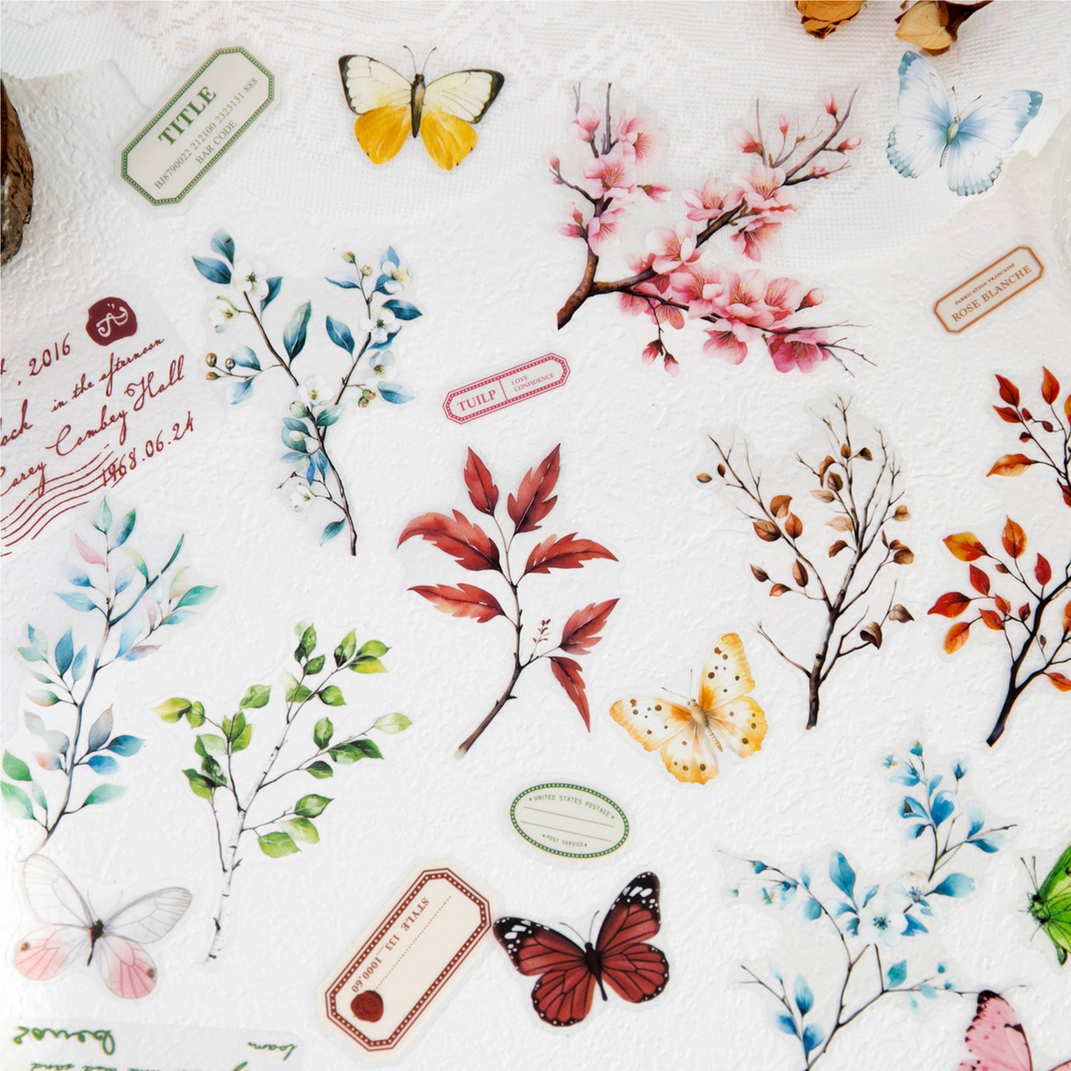 0625 Branches and butterflies PET Sticker -20Pcs each pack
