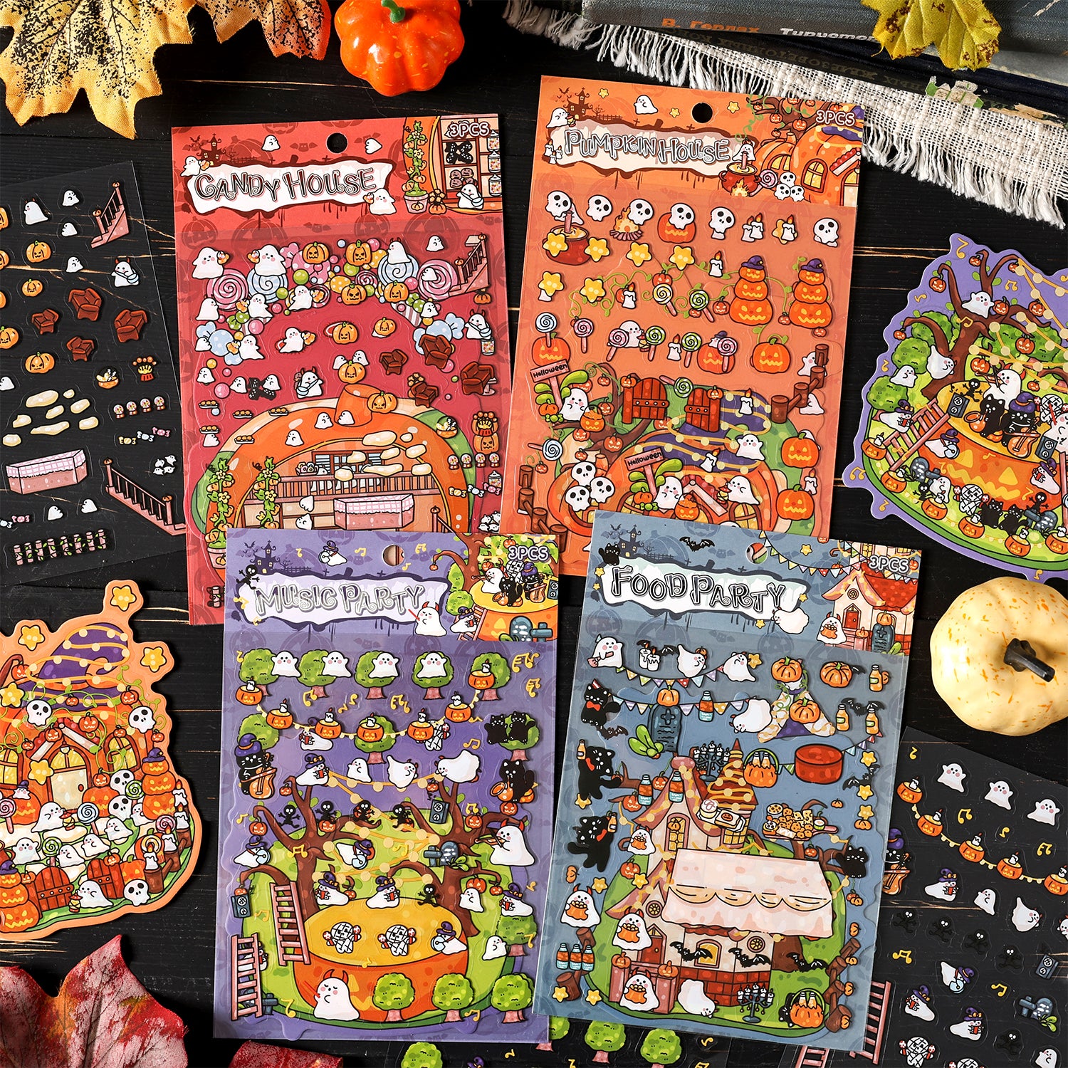 1216 Halloween scene stickers
