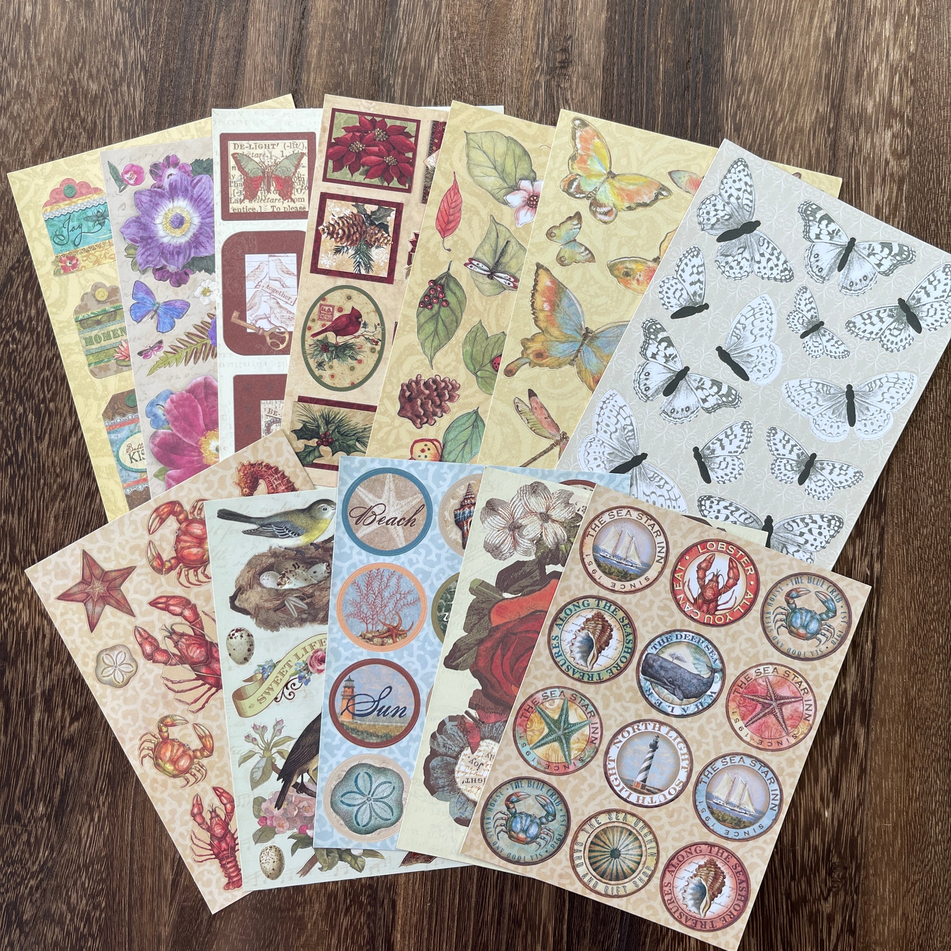 0821 Vintage illustration collection solid pre-cut sticker 12pcs 1 pack